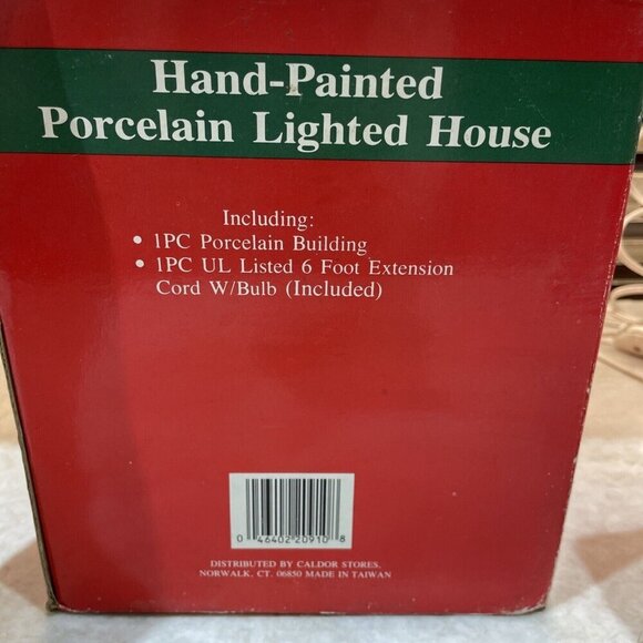 Christmas Village Hotel Barber Shopl Lighted Hand Painted House Porcelain Caldor - Picture 13 of 14